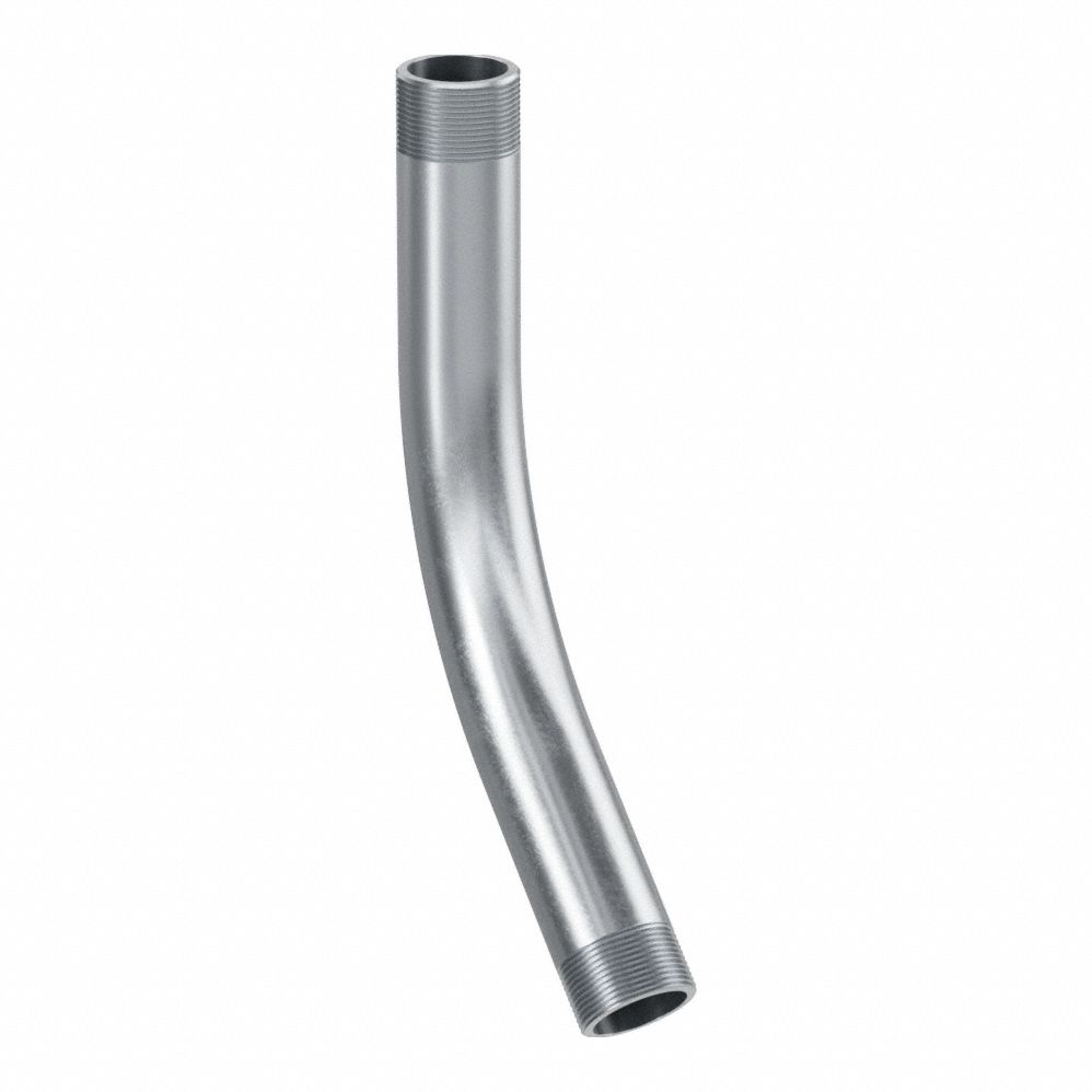 Elbow, 45 Degrees: 45°, 1 1/2 in Trade Size, Aluminum, Plain, 14 5/32 in Overall Lg
