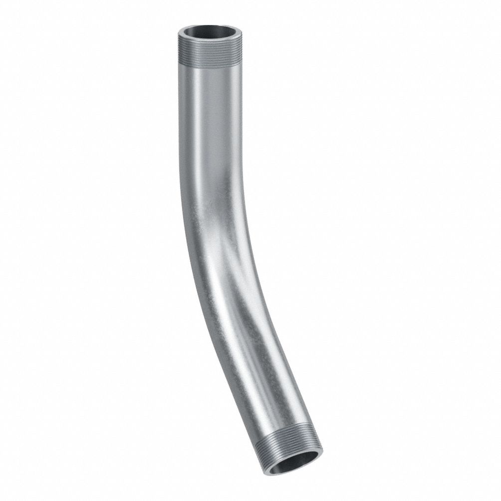 Elbow, 45 Degrees: 45°, 2 in Trade Size, Aluminum, Plain, 15 11/16 in Overall Lg