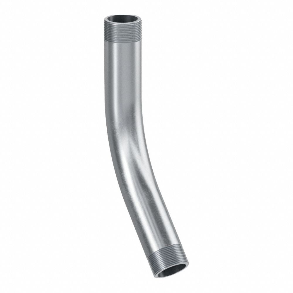Elbow, 45 Degrees: 45°, 2 1/2 in Trade Size, Aluminum, Plain, 18 15/16 in Overall Lg
