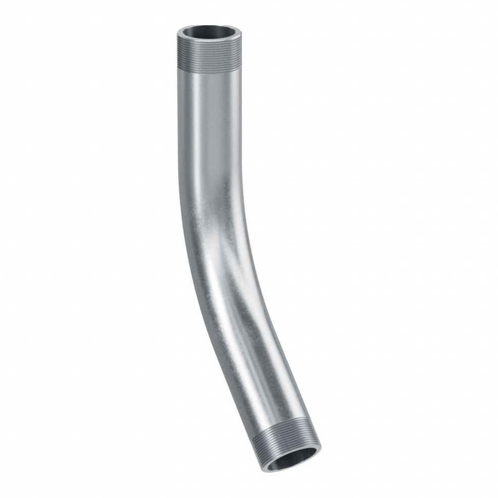 Elbow, 45 Degrees: 45°, 3 in Trade Size, Aluminum, Plain, 22 11/16 in Overall Lg