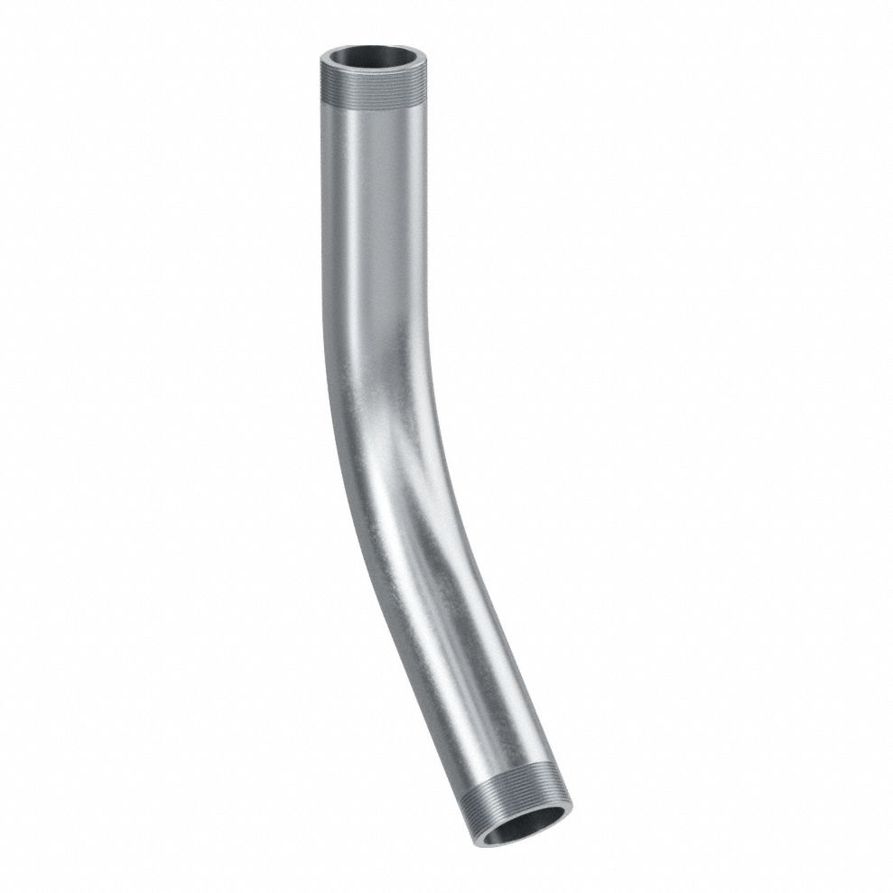 Elbow, 45 Degrees: 45°, 3 1/2 in Trade Size, Aluminum, Plain, 28 9/32 in Overall Lg
