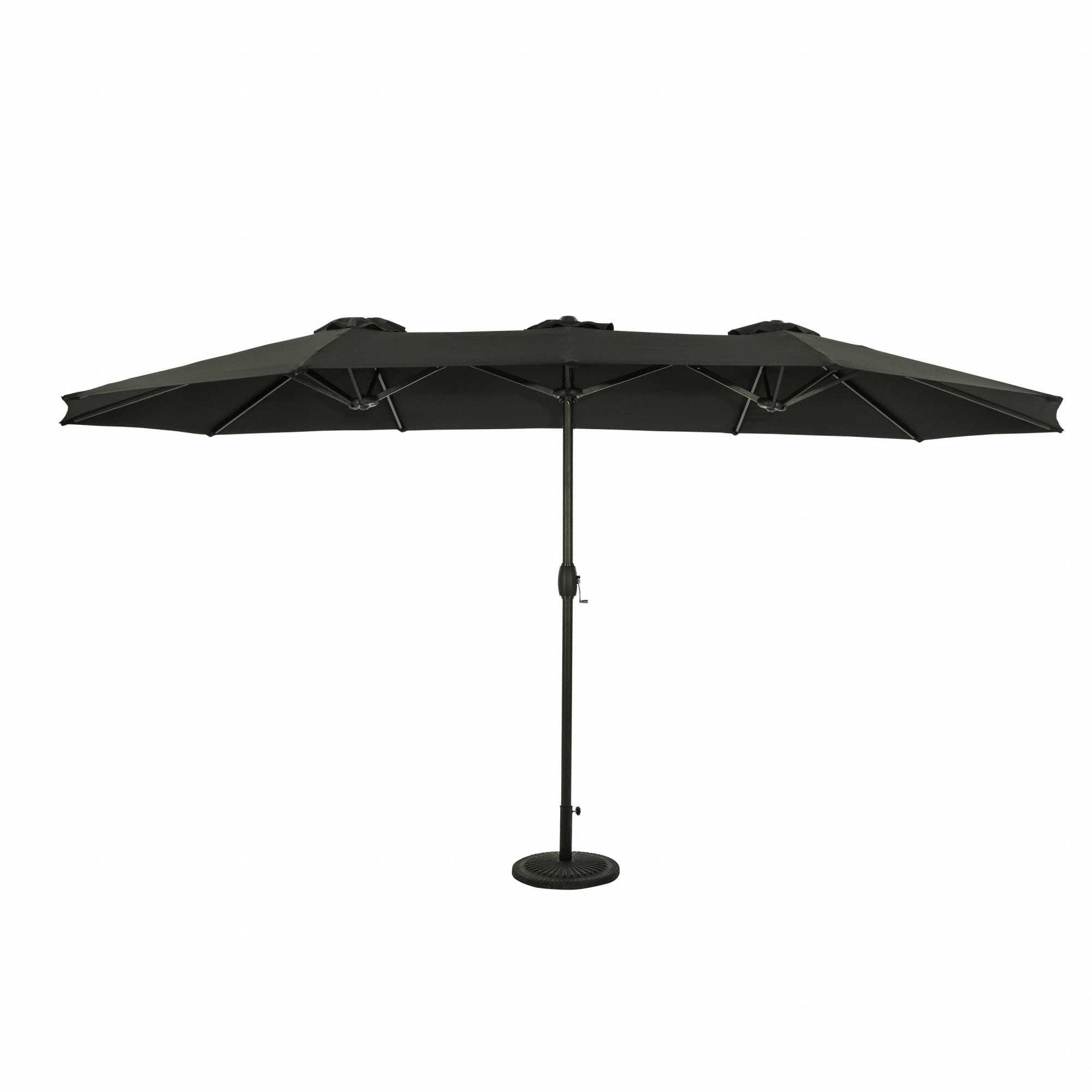 ISLAND UMBRELLA, 15 ft L x 9 ft W, Black, OVAL DUAL UMBRELLA BLACK
