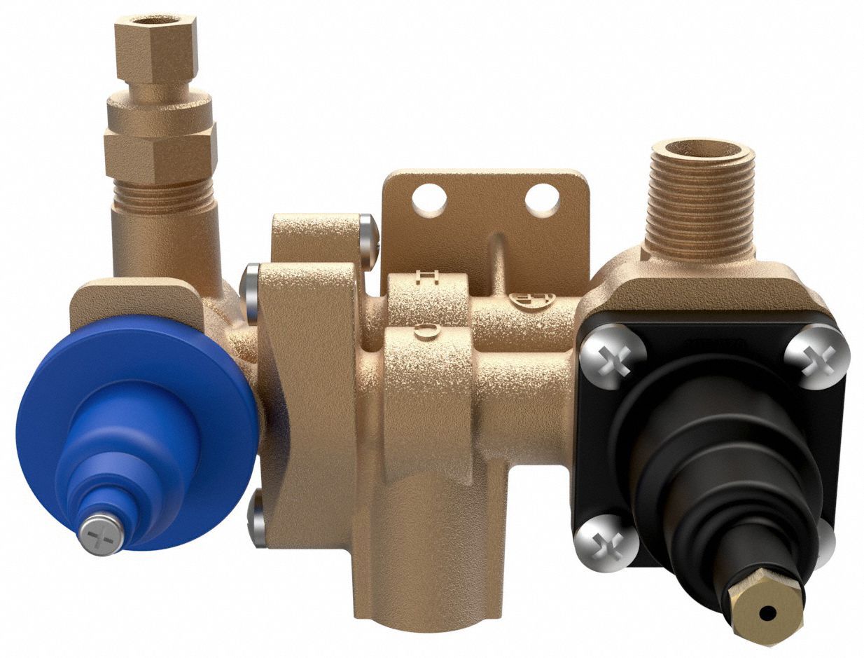 Thermostatic Mixing Valve: 7.9 gpm Max Flow Rate, 1/2 in NPT x 1/2 in NPT, Eyewashes, Brass