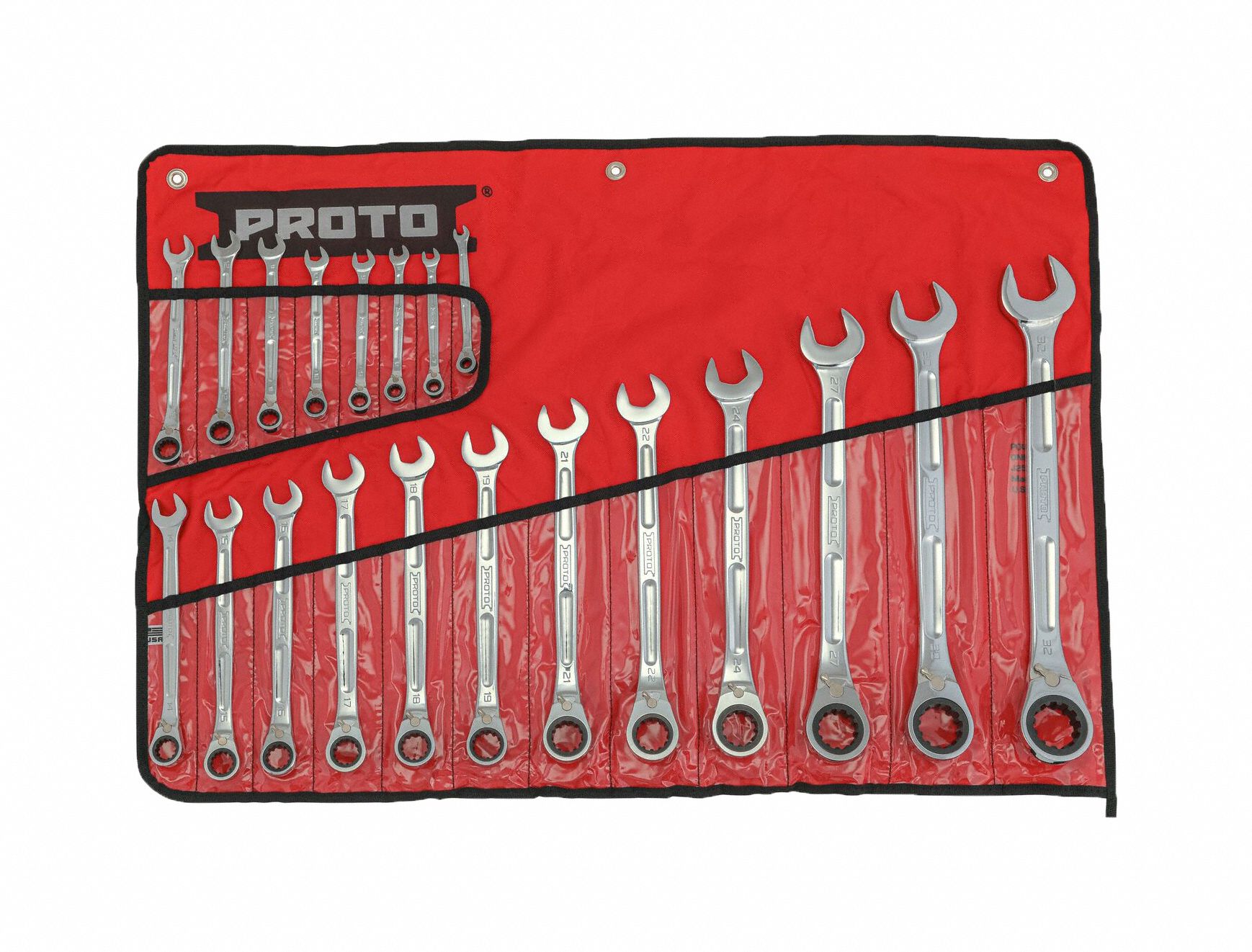 PROTO, Alloy Steel, Chrome, Combination Wrench Set - 61UL72|JSCVM