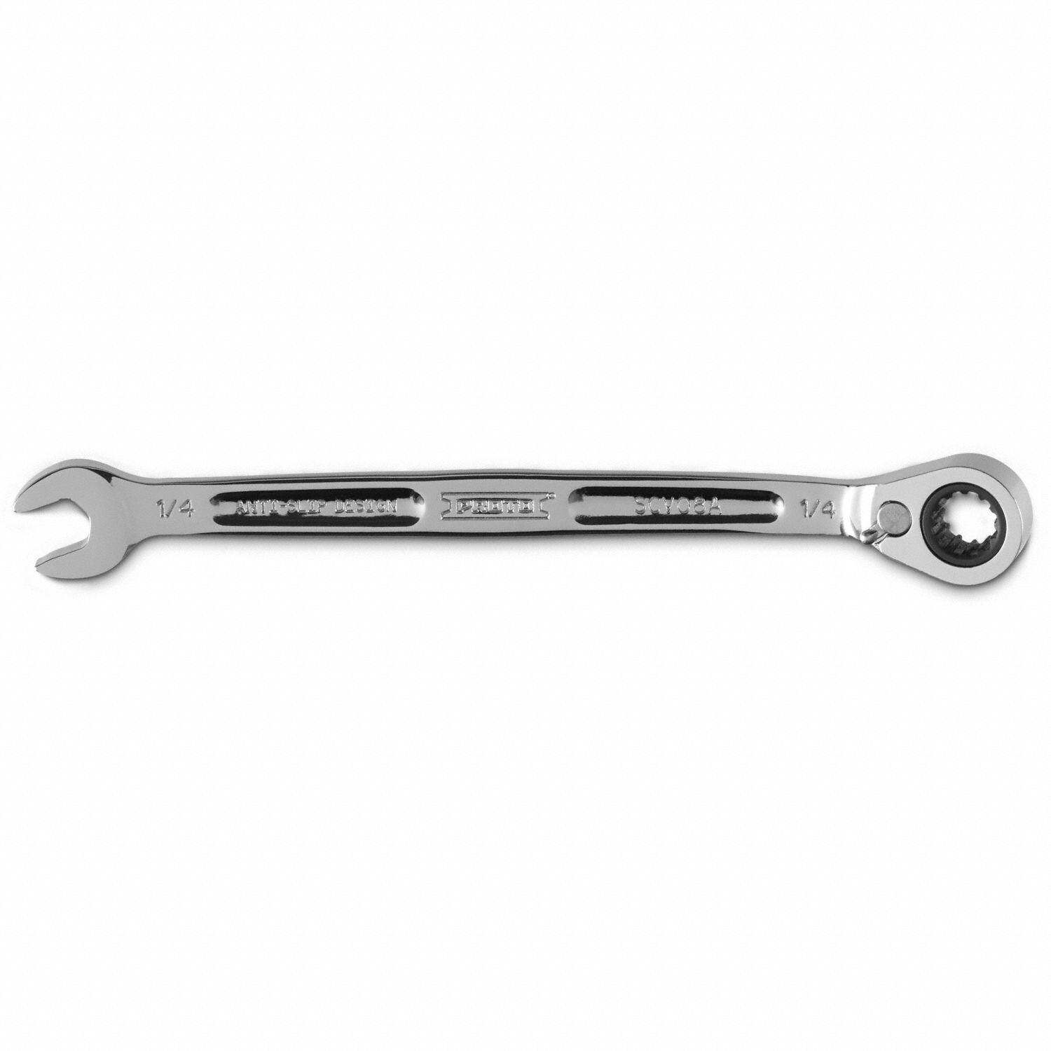 Combination Wrenches: Alloy Steel, Full Polish Chrome, 1/4 in Head Size, 5 1/8 in Overall Lg