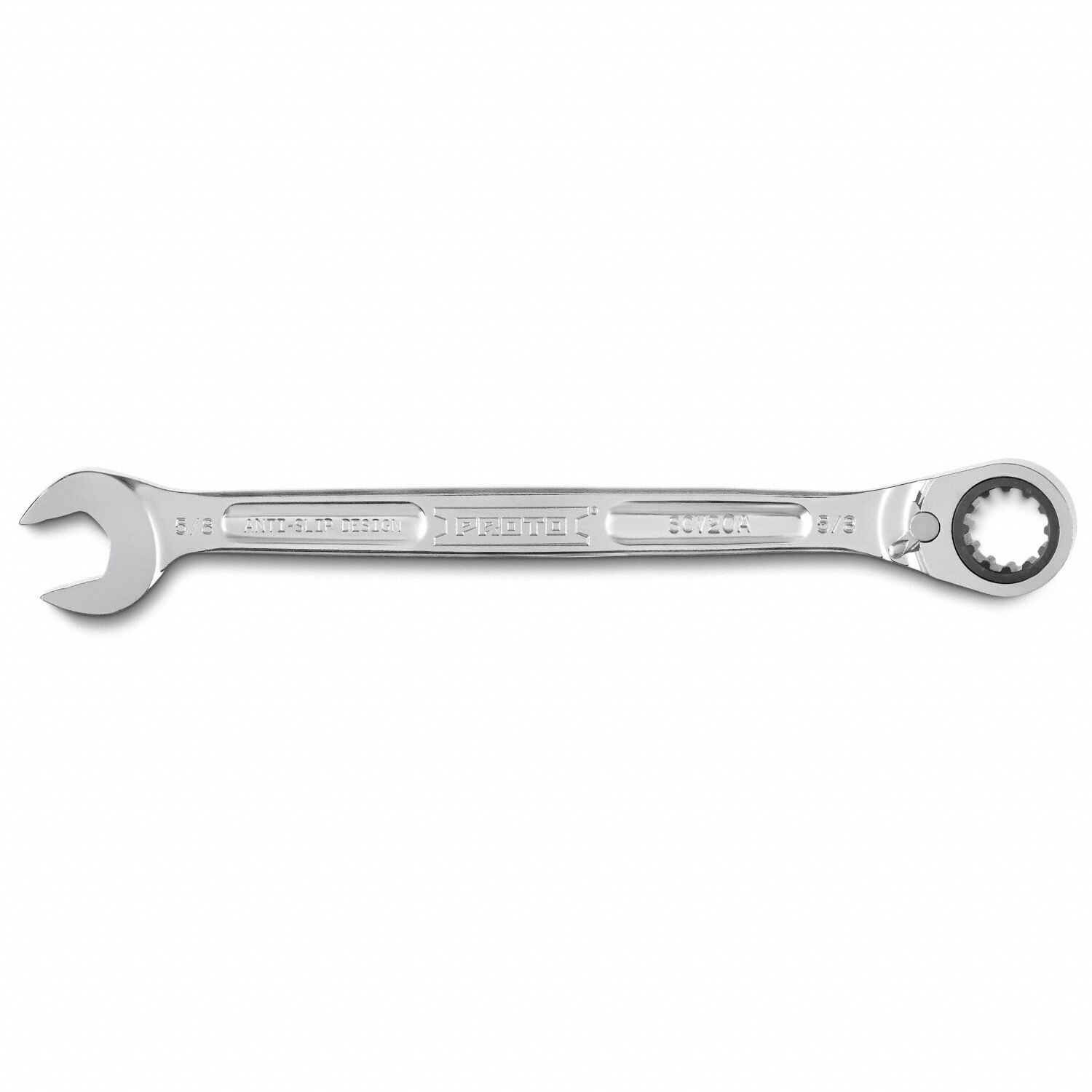 Combination Wrenches: Alloy Steel, Full Polish Chrome, 5/8 in Head Size, 9 1/2 in Overall Lg