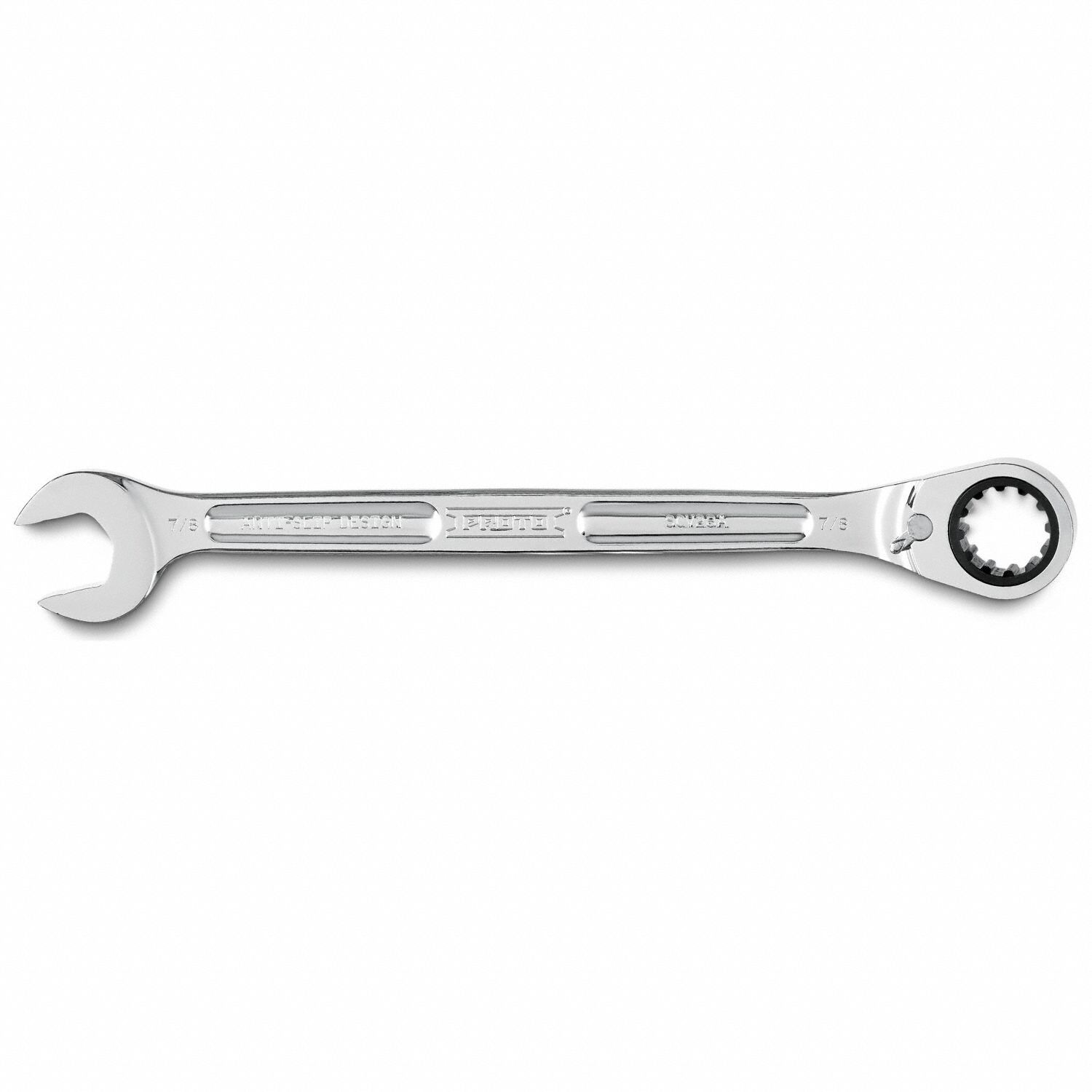 Combination Wrenches: Alloy Steel, Full Polish Chrome, 7/8 in Head Size, 12 1/2 in Overall Lg
