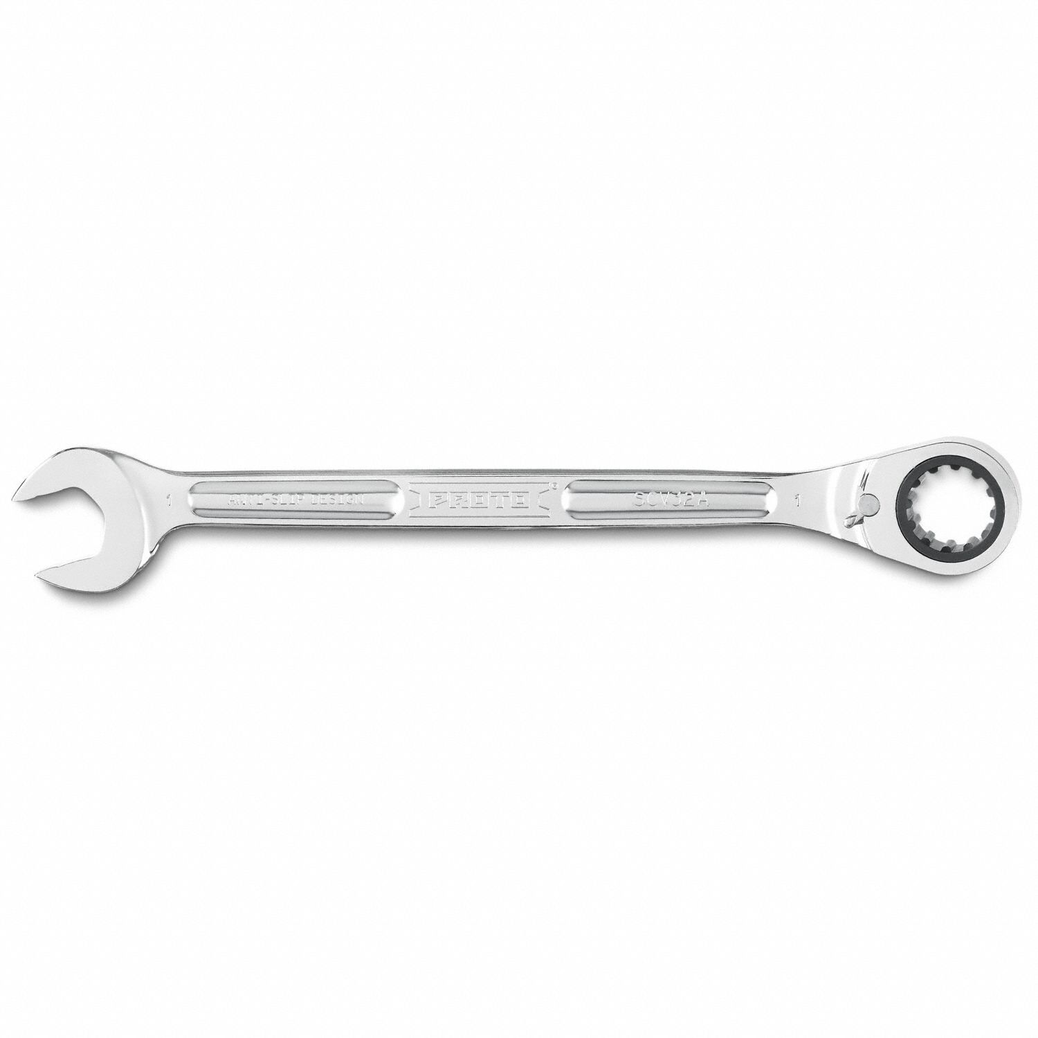 Combination Wrenches: Alloy Steel, Full Polish Chrome, 1 in Head Size, 14 in Overall Lg, Std