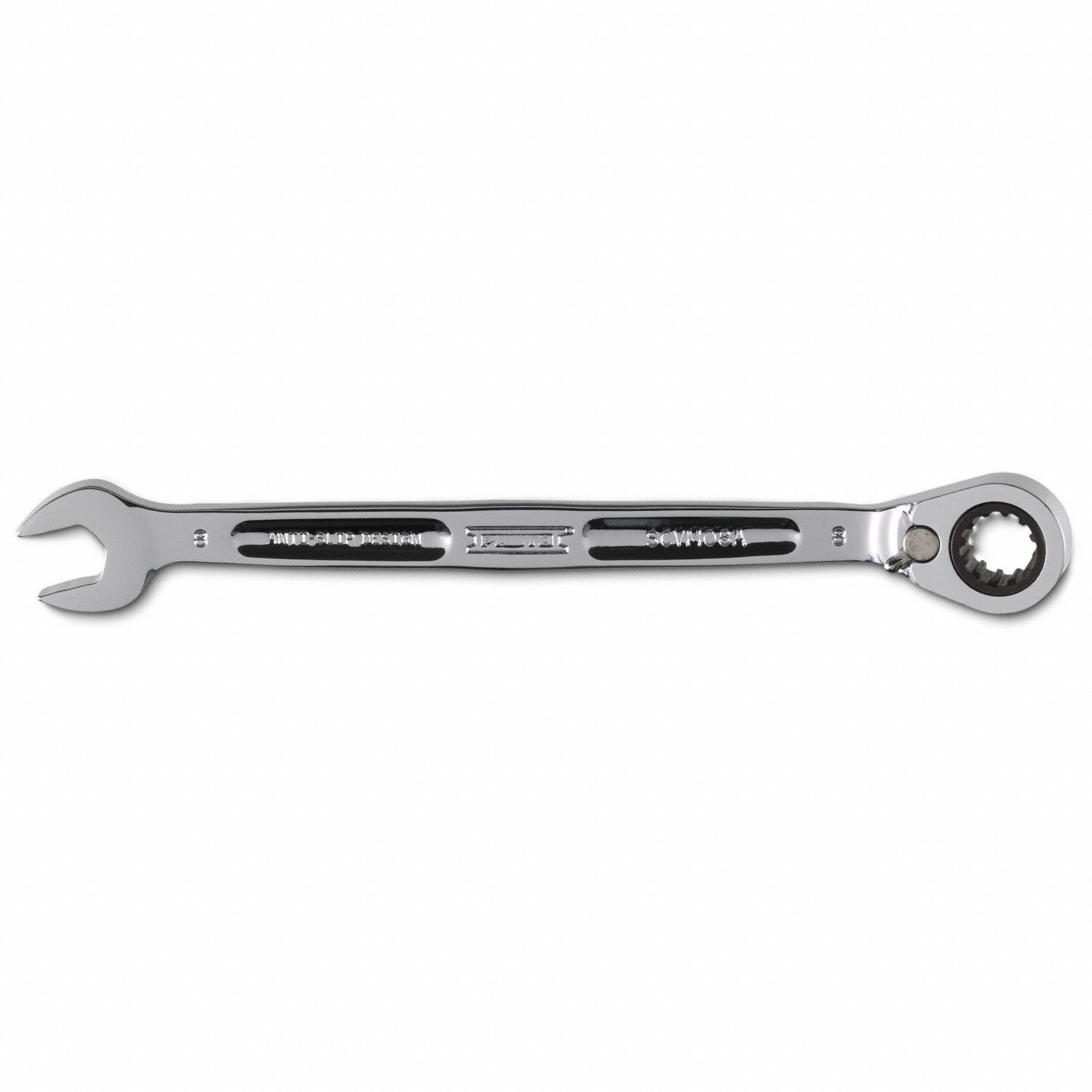 Combination Wrenches: Alloy Steel, Full Polish Chrome, 8 mm Head Size, 5 3/8 in Overall Lg