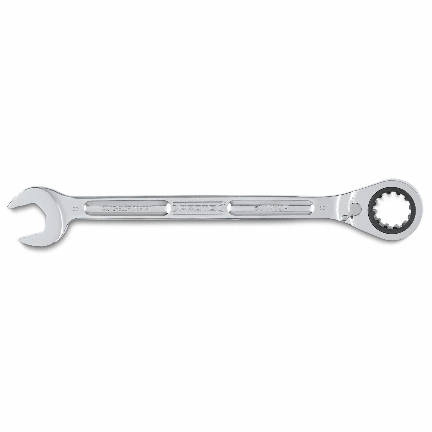PROTO Combination Wrenches: Alloy Steel, Full Polish Chrome, 30 mm Head  Size, 15 3/4 in Overall Lg