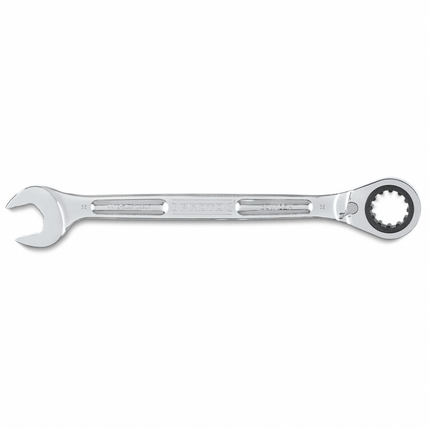 COMBINATION WRENCHES, ALLOY STEEL, FULL POLISH CHROME, 32 MM HEAD SIZE, 16¾ IN OVERALL L