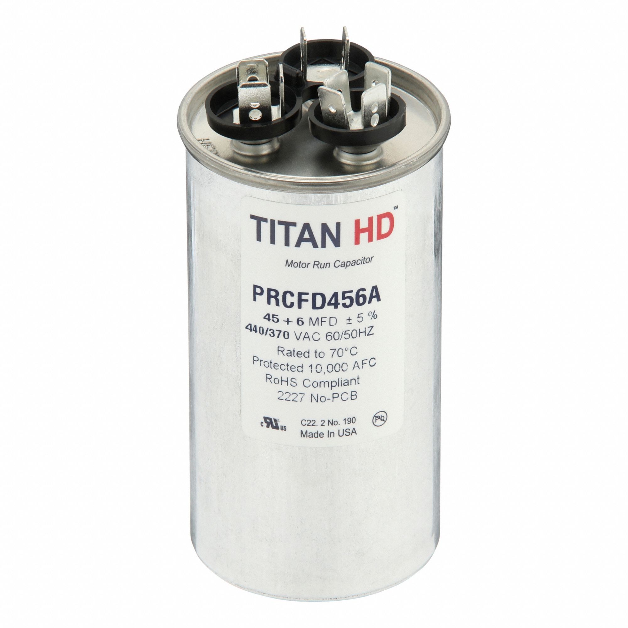 その他 Ronron TITAN HD 45/6 MFD 440/370V AC Motor Dual Run Capacitor