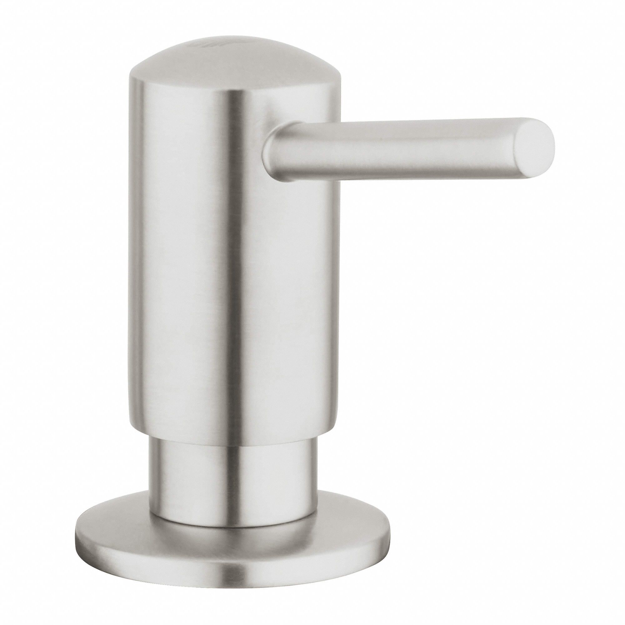 Soap Dispenser: Manual, Counter, Liquid, 15 oz Refill Size, Brass, Silver, Supersteel