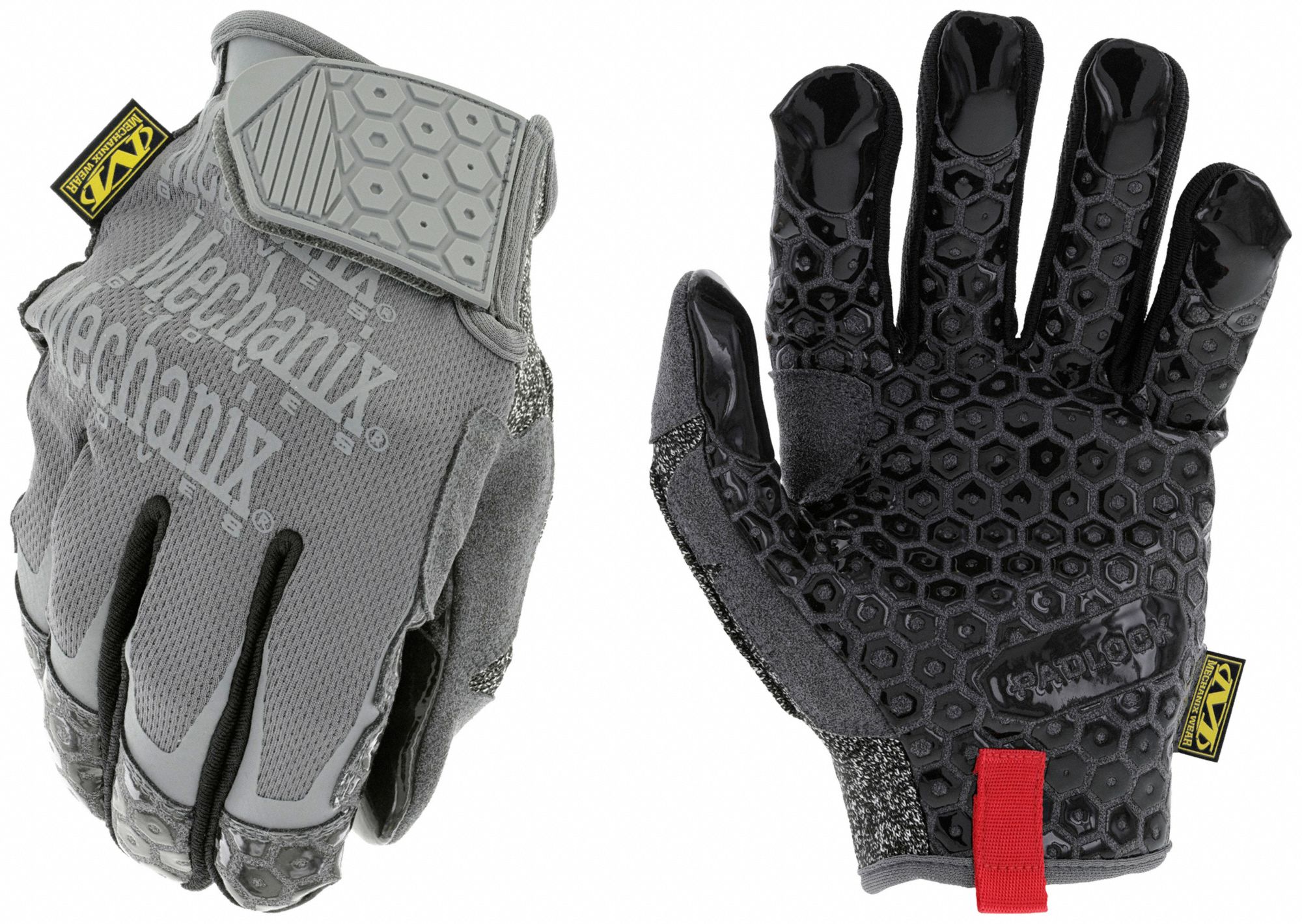 MECHANICS GLOVES, 2XL (11) FULL FINGER, HOOK-AND-LOOP CUFF, GREY