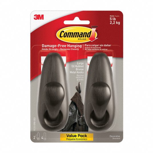 Command Metal Classic Hooks, Oil-Rubbed Bronze, Large, 2-Pk.