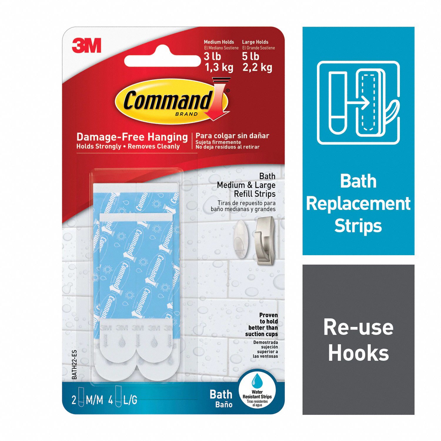 Water Resistant Assorted Refill Strips, Adhesive Refill Strips