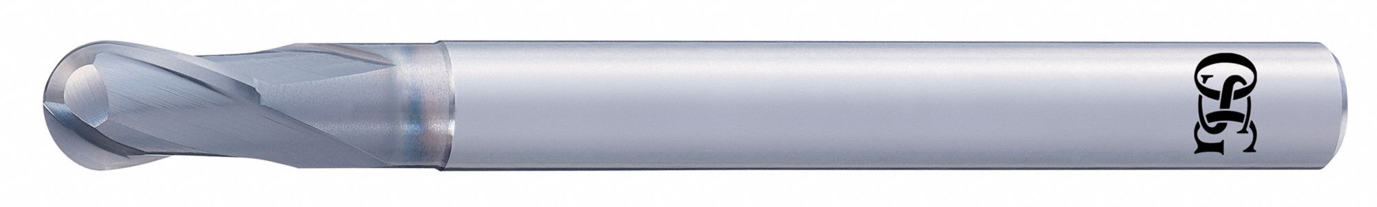 Ball End Mill: Carbide, Durorey Coated, 2 Flute, 1/8" Mill Dia, 0.098" LOC, 2" OAL