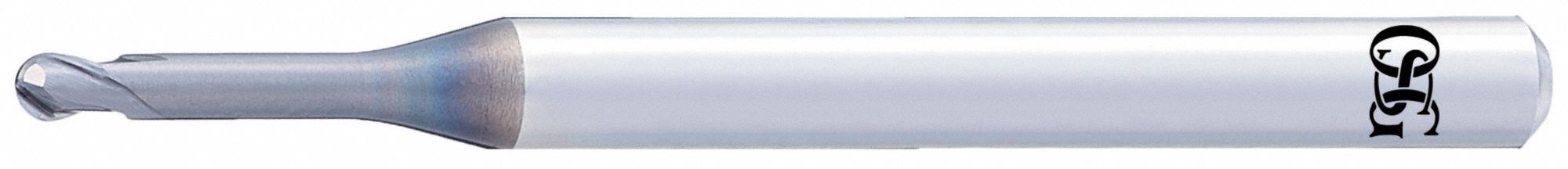 Ball End Mill: Carbide, Durorey Coated, 2 Flute, 0.2 mm Mill Dia, 0.16 mm LOC, 45 mm OAL