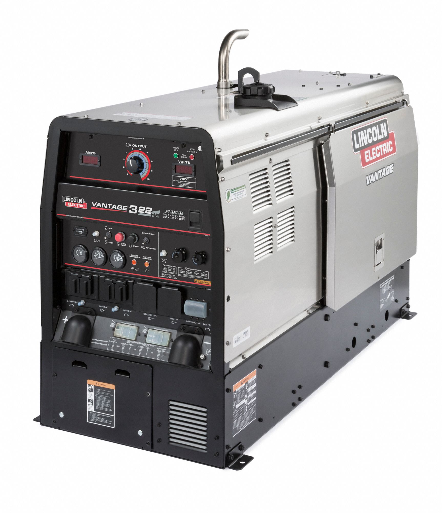 LINCOLN ELECTRIC Engine-Driven Welder: Vantage 322, Diesel, 22 hp, Kubota  V1505, Base Model