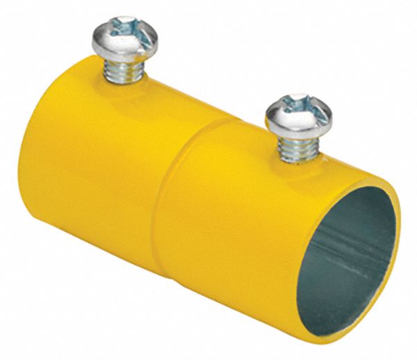 Set Screw Coupling: Steel, 1 1/2 in Trade Size, 3 3/4 in Overall Lg, Yellow