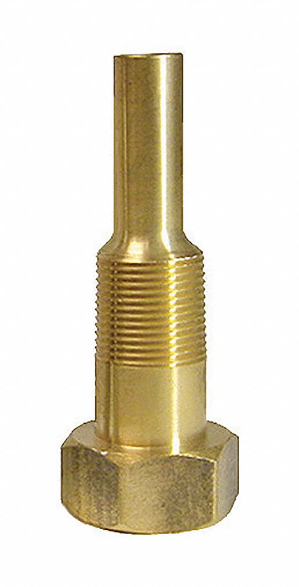WEISS Industrial Thermowell Brass, 3/4 in MNPT, For 3 1/2 in Stem Lg