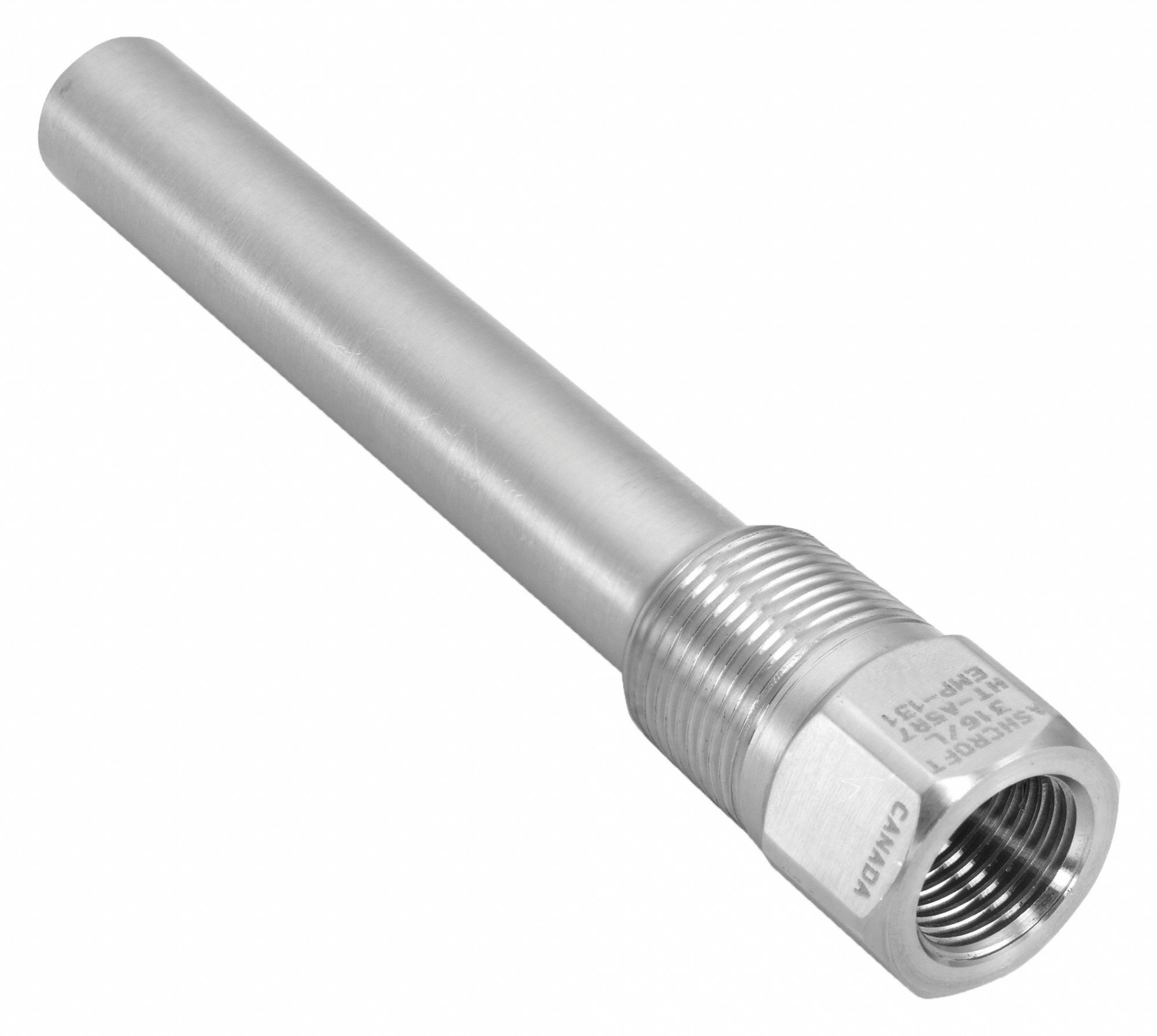 2-1/2" L Thermowell Stainless Steel 316-1/2" NPT Connection 