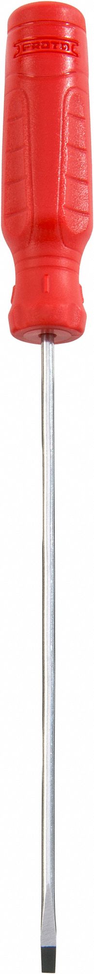SCREWDRIVERS, 1/8 IN TIP SIZE, 9 1/4 IN OVERALL L, 6 IN SHANK L, PLASTIC GRIP