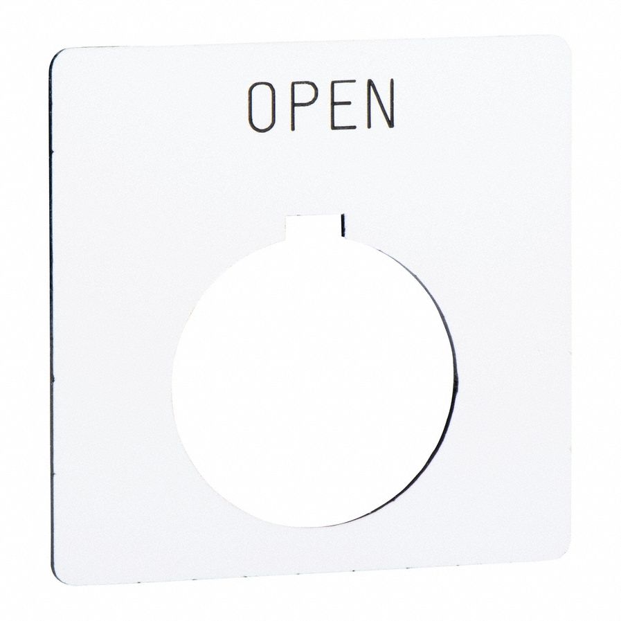 Legend Plate: 30 mm Panel Mounting Size, Square, 2 1/4 in Overall Ht x 2 1/4 in Overall Wd