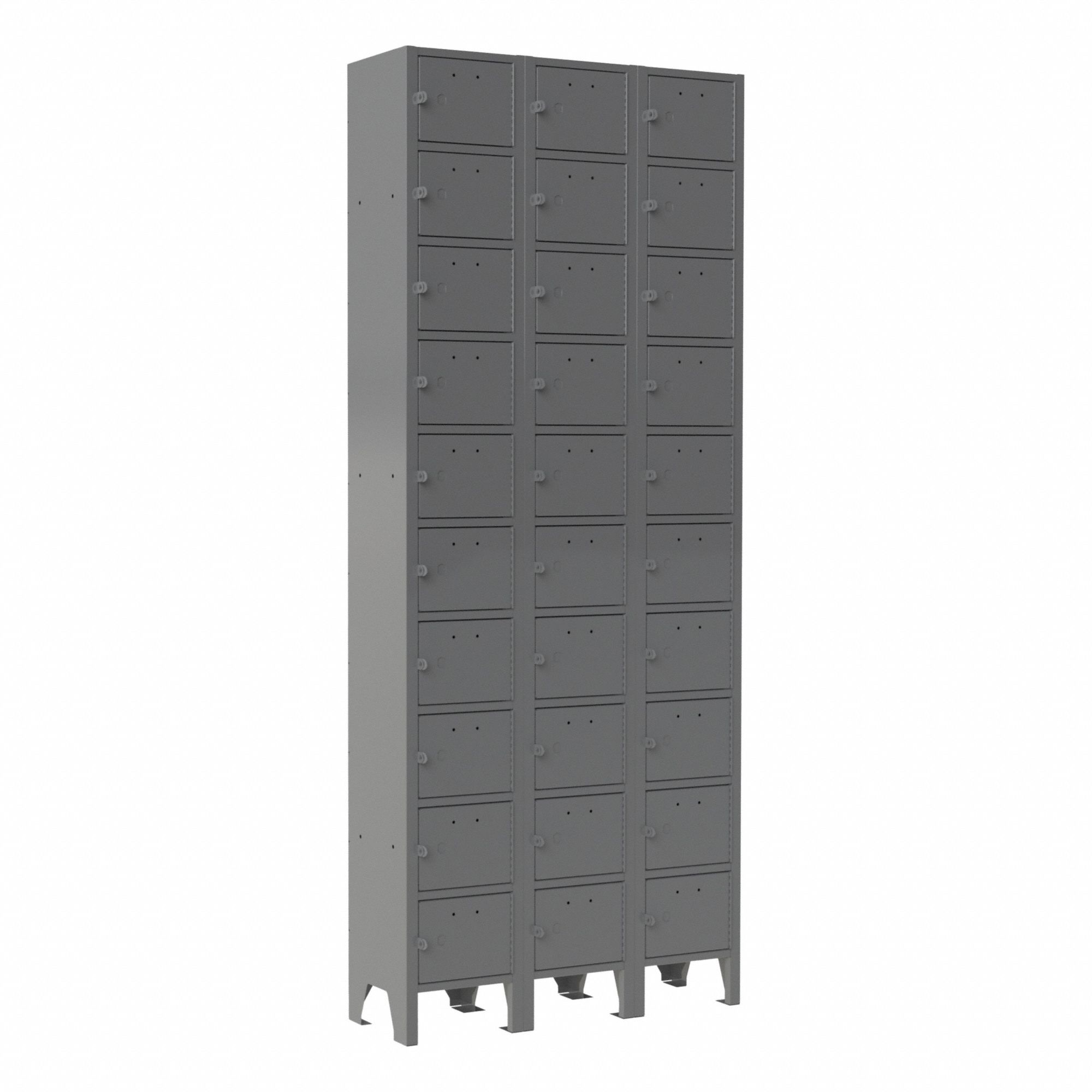 Cell Phone Locker: 27 in x 9 in x 66 5/8 in, 10 Tiers, 3 Units Wide, 30 Lockers, Steel