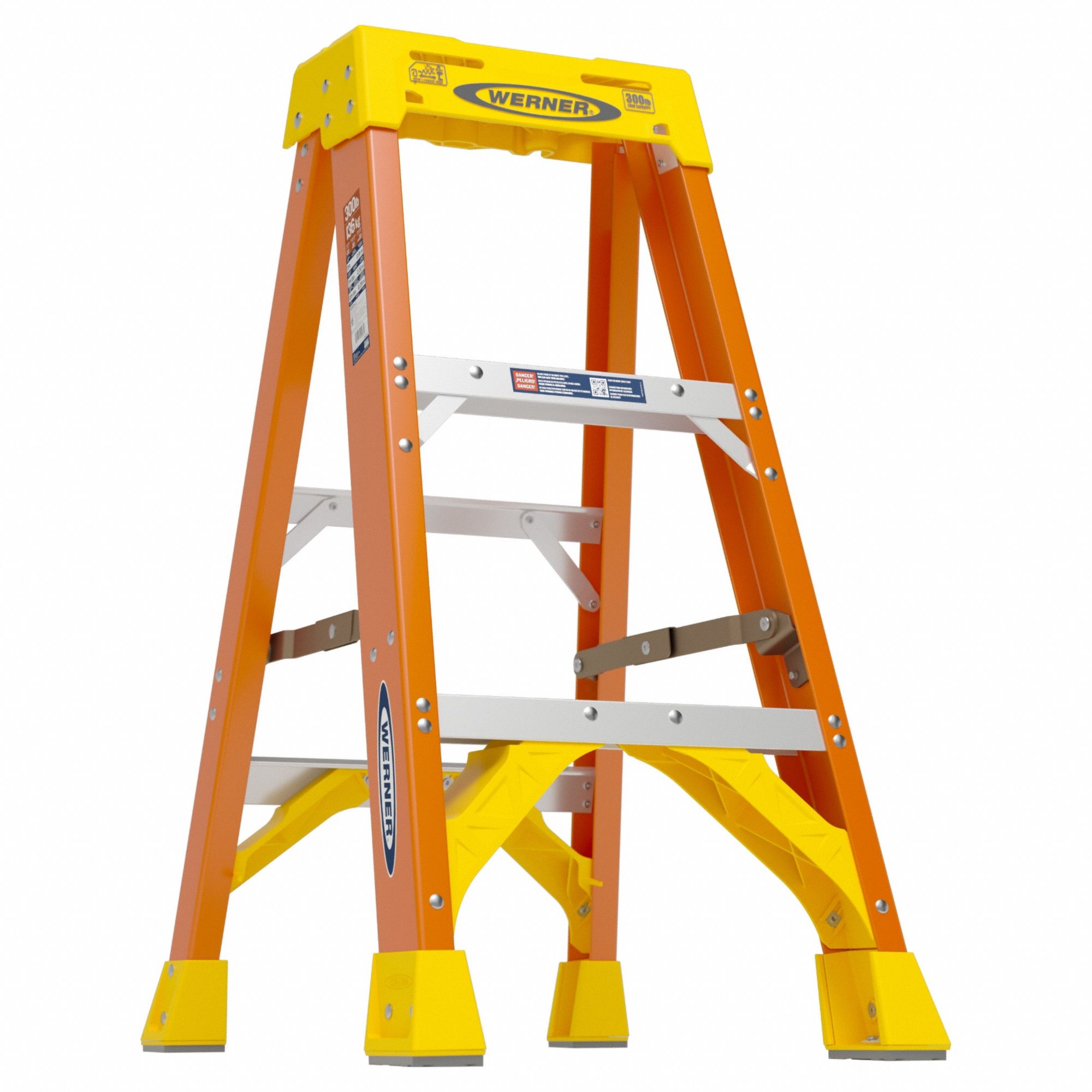 STEPLADDER, 3 FT LADDER SIZE, FIBREGLASS, 300 LB LOAD CAPACITY, 13 LB W, 2 FT STANDING H
