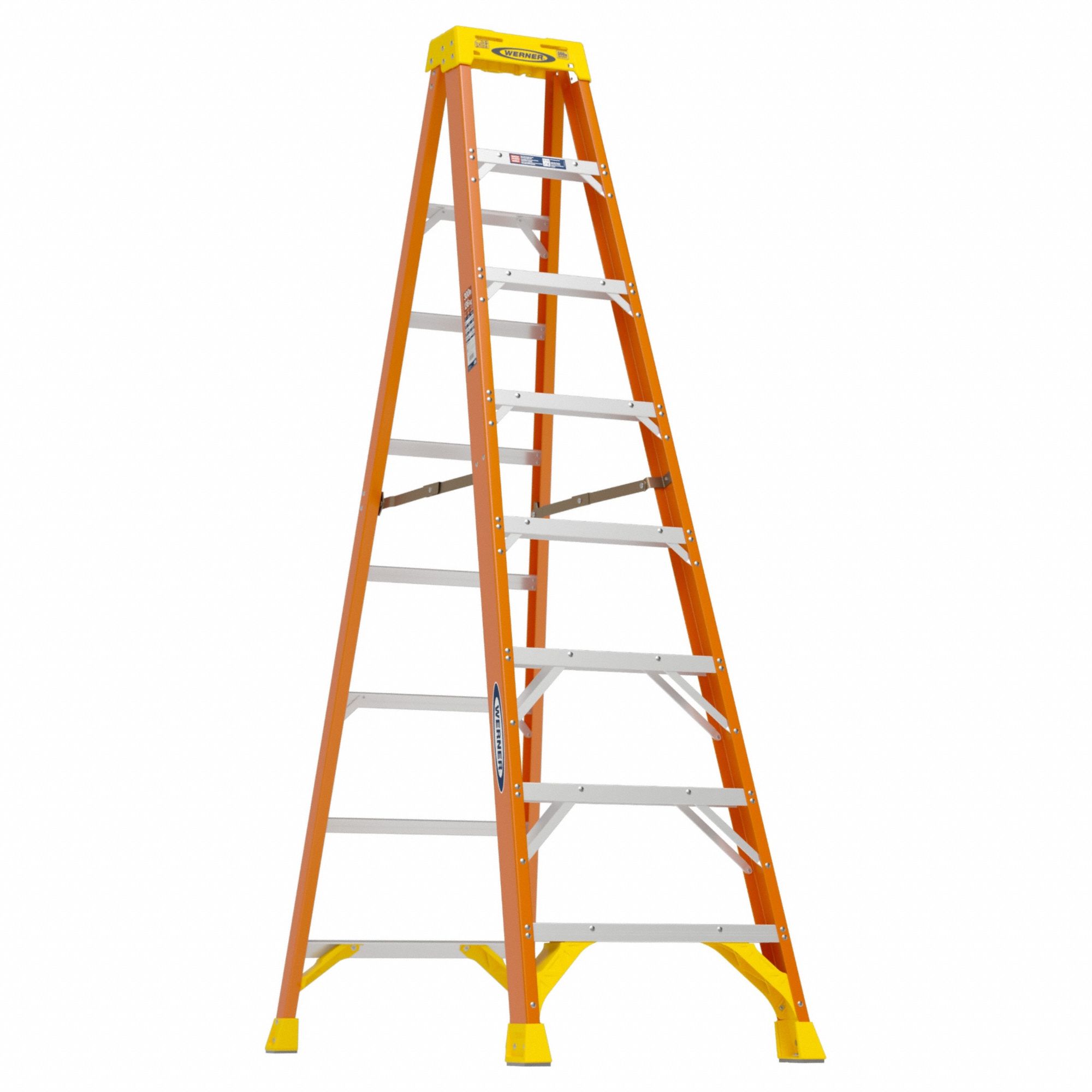 STEPLADDER, 8 FT LADDER SIZE, FIBREGLASS, 300 LB LOAD CAPACITY, 30 LB W, 5.8 FT STANDING H