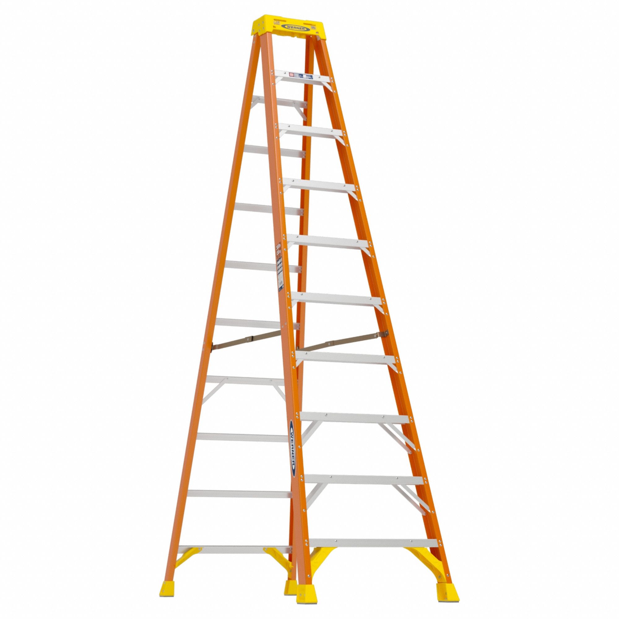 STEPLADDER, 10 FT LADDER SIZE, FIBREGLASS, 300 LB LOAD CAPACITY, 33 LB W, 7.7 FT STANDING H