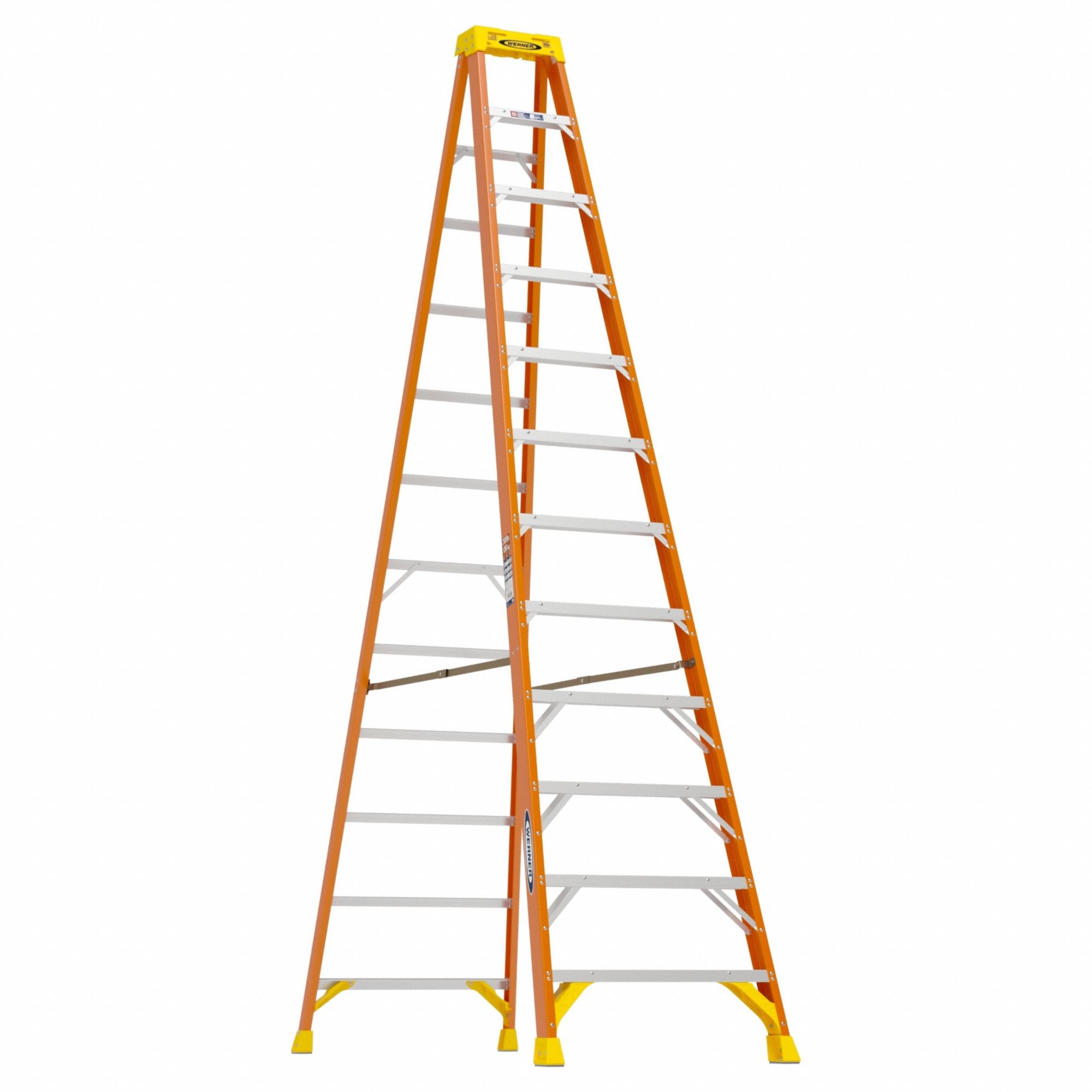 STEPLADDER, 12 FT LADDER SIZE, FIBREGLASS, 300 LB LOAD CAPACITY, 49 LB W, 9½FT STANDING H