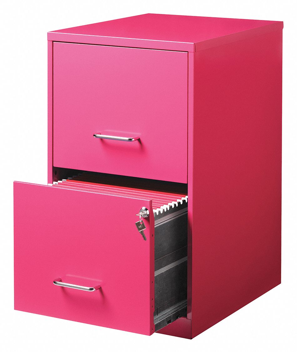 File Cabinet: Vertical, 2 Drawers, Letter File Size, 24 1/2 in Overall Ht, Pink