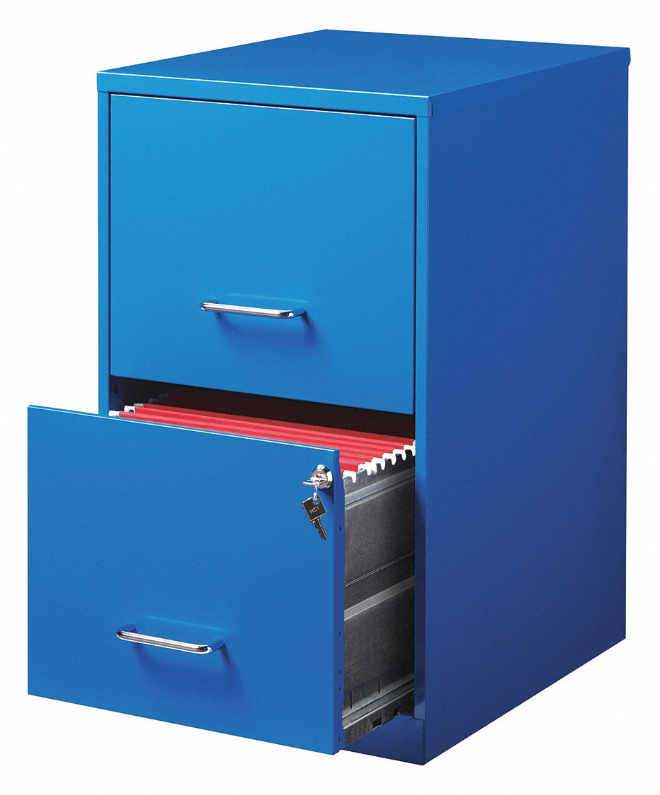 File Cabinet: Vertical, 2 Drawers, Letter File Size, 24 1/2 in Overall Ht, Blue