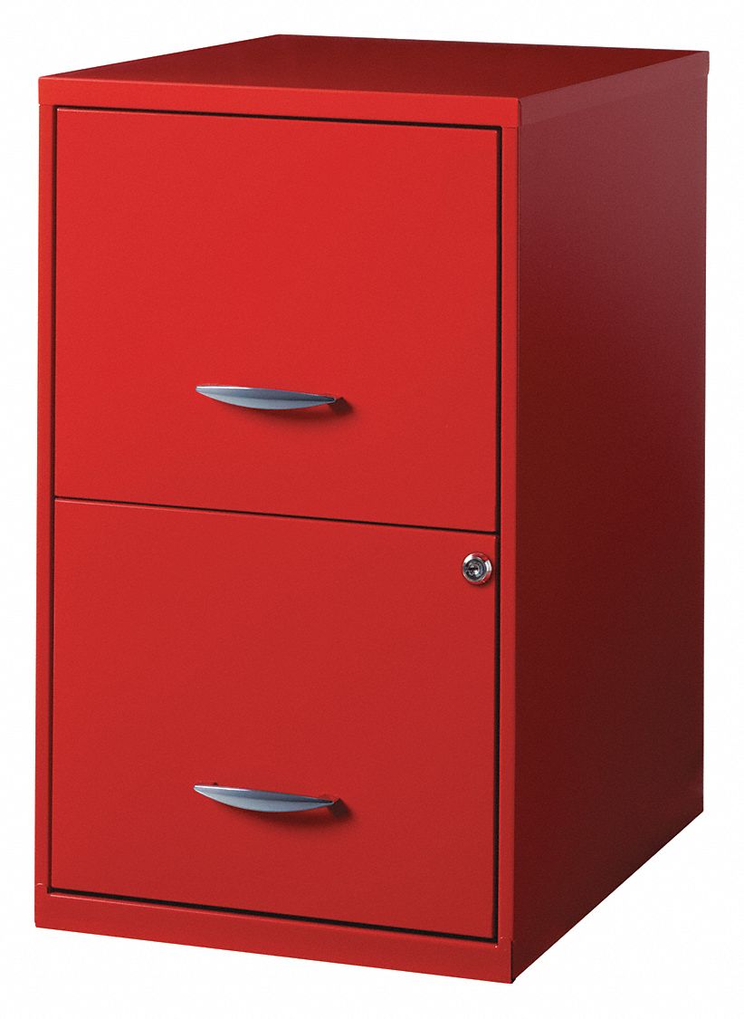 File Cabinet: Vertical, 2 Drawers, Letter File Size, 24 1/2 in Overall Ht, Red