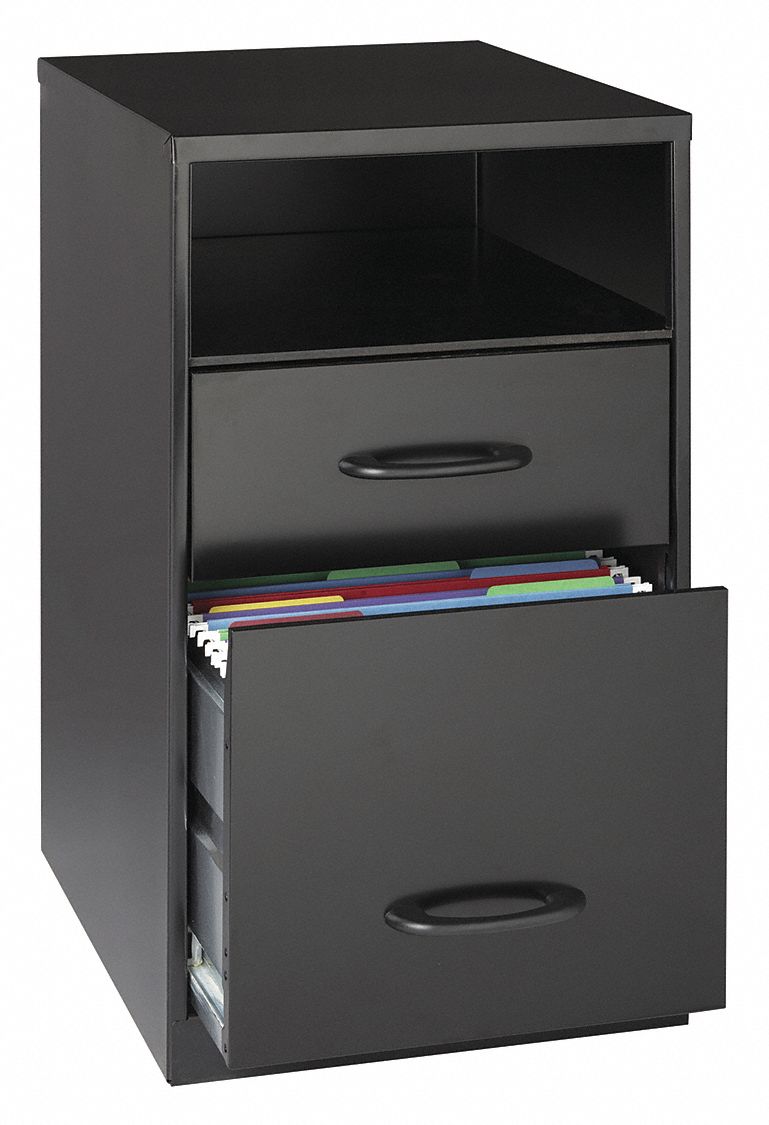 File Cabinet: Vertical, 2 Drawers, Letter File Size, 24 1/2 in Overall Ht, Black