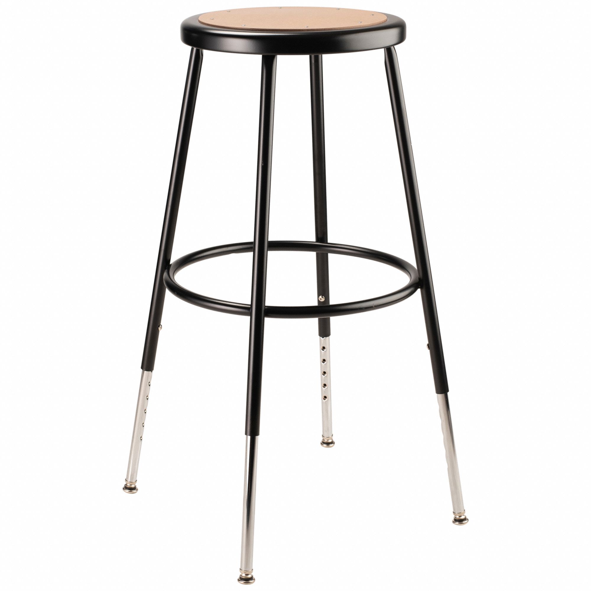 Round Stool Adjustable Legs Black 25 H