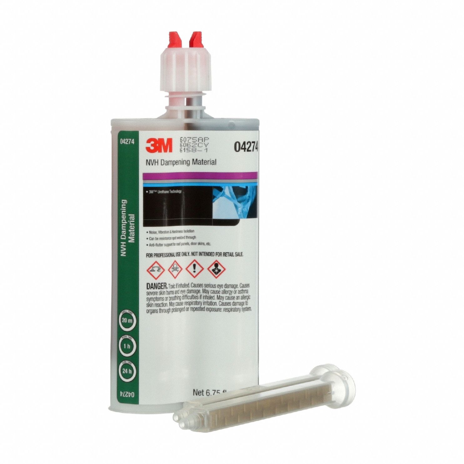 NVH Dampening Material: Urethane, Black/Clear, 60 min Working Time, 1 hr Full Cure Time