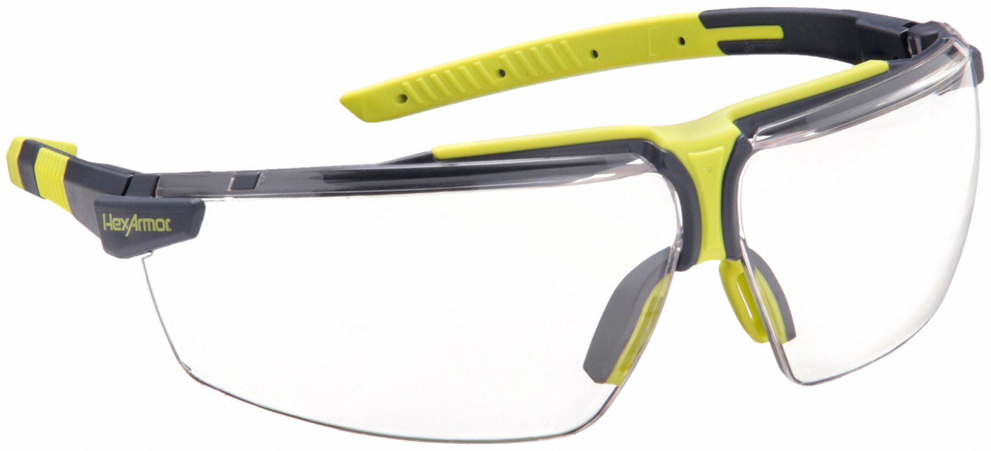 Safety Glasses: Clear Lens Color, Wraparound Frame, Bottom, +1.0, Dielectric/Vented