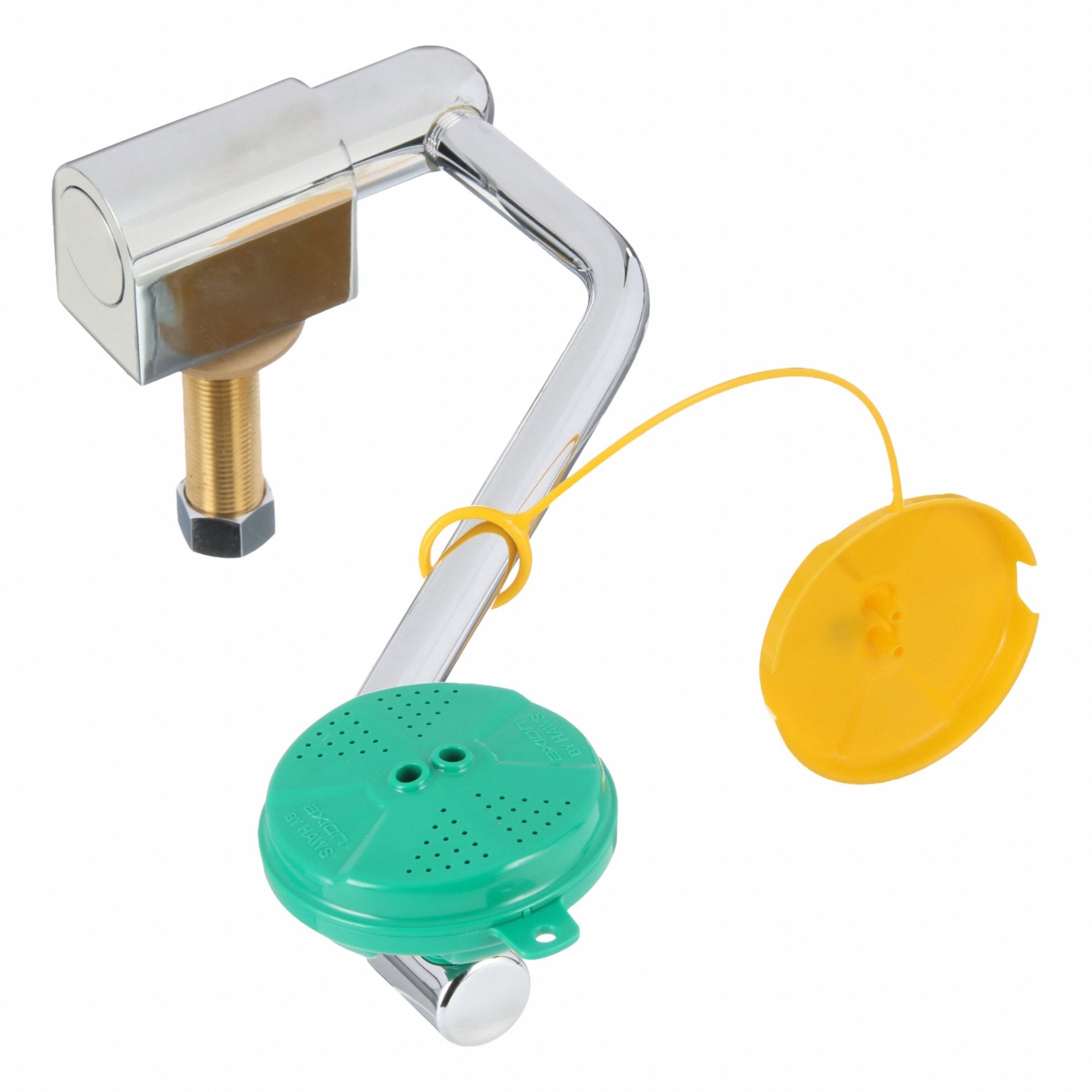 Plumbed Eyewash: Std, Eyes and Face Coverage, Swing Down, Center, Chrome-Plated Brass Pipe