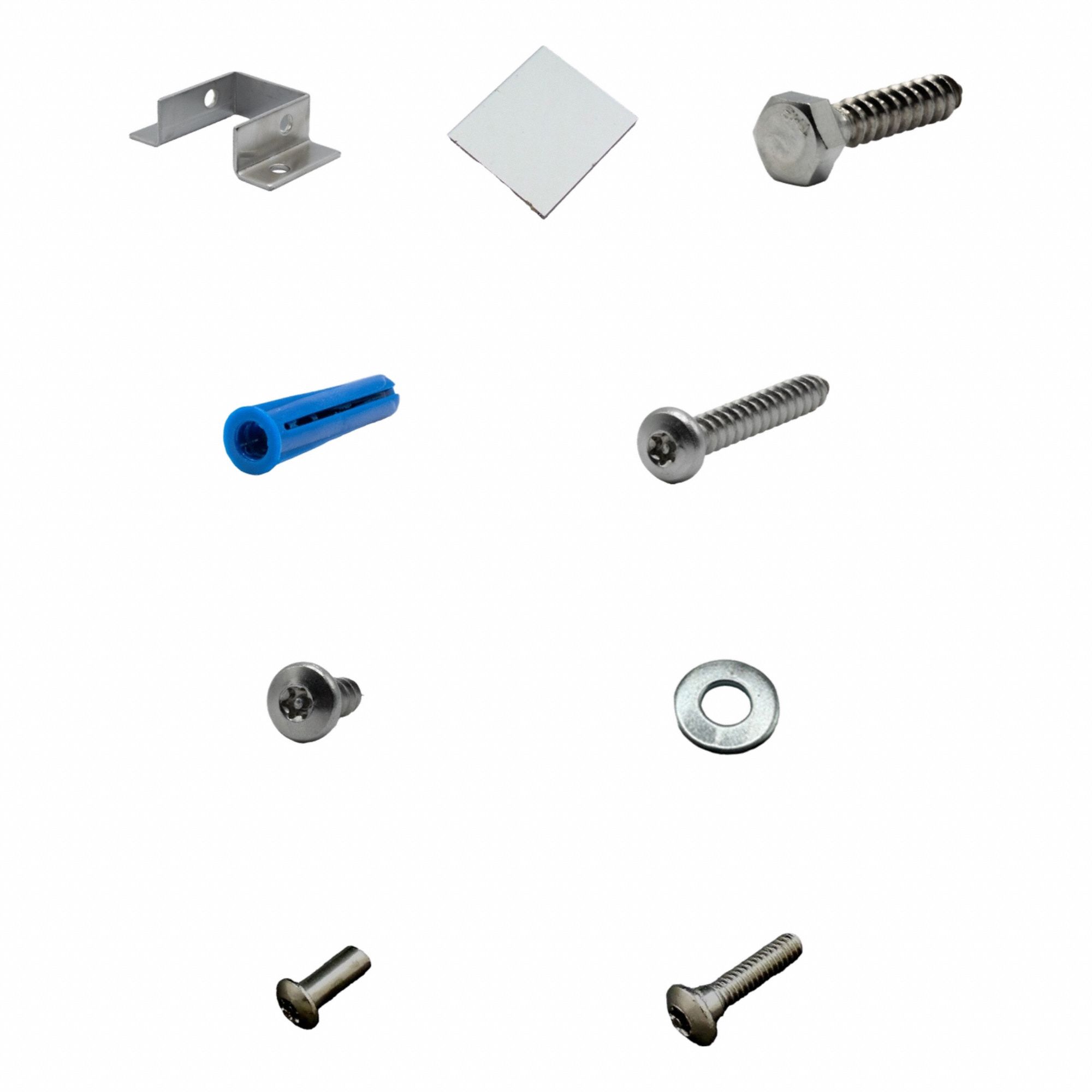 HADRIAN Headrail between Walls Kit Bracket: Stainless Steel, Stainless Steel (MPN 625424). Key specifications — Hardware Pieces Included: (23) SP 14 x 1-3/4" Screw-6 LobeSS; Compatible Partition Material: Plastic; Finish: Stainless Steel; Component Type: Headrail between Walls Kit Bracket; Brand: HADRIAN.
