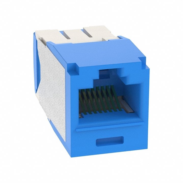 Jack Module: 1 Ports, Blue, 6A, RJ45, Copper, CJ6X88TGBU-24, 24 PK