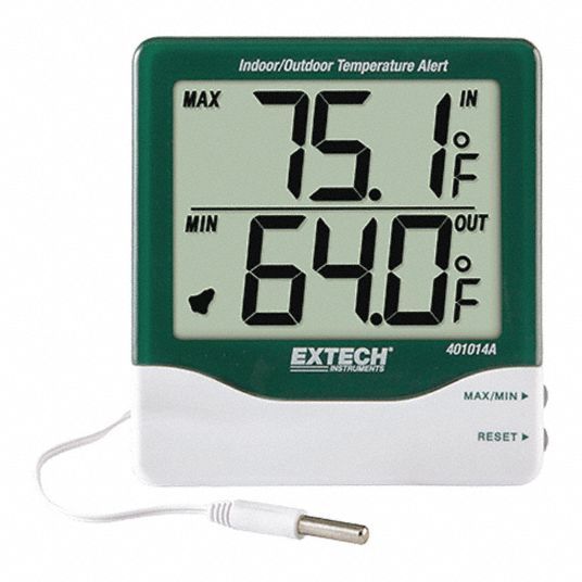 EXTECH Big Digit Indoor/Outdoor Therm w/Alarm - 627L50|401014A - Grainger