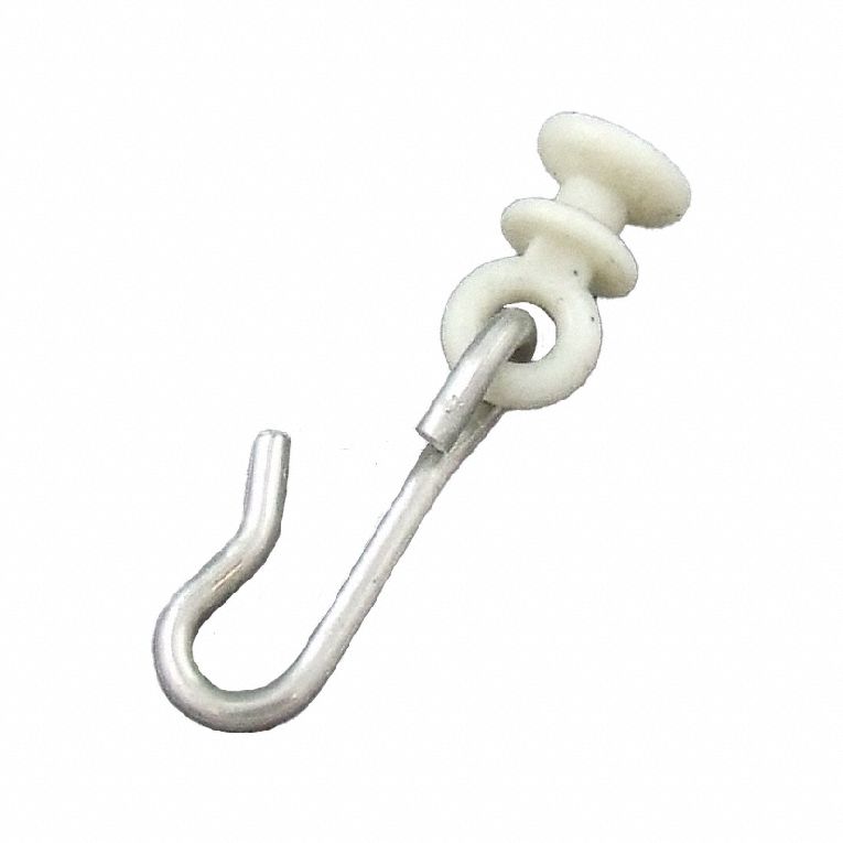 HADRIAN Headrail Curtain Hook: Aluminum, Anodized Aluminum, 1 3/4 in Overall Ht, 3/4 in Overall Wd (MPN 628135). Key specifications — Compatible Partition Material: Plastic; Finish: Anodized Aluminum; Component Type: Headrail Curtain Hook; Brand: HADRIAN.
