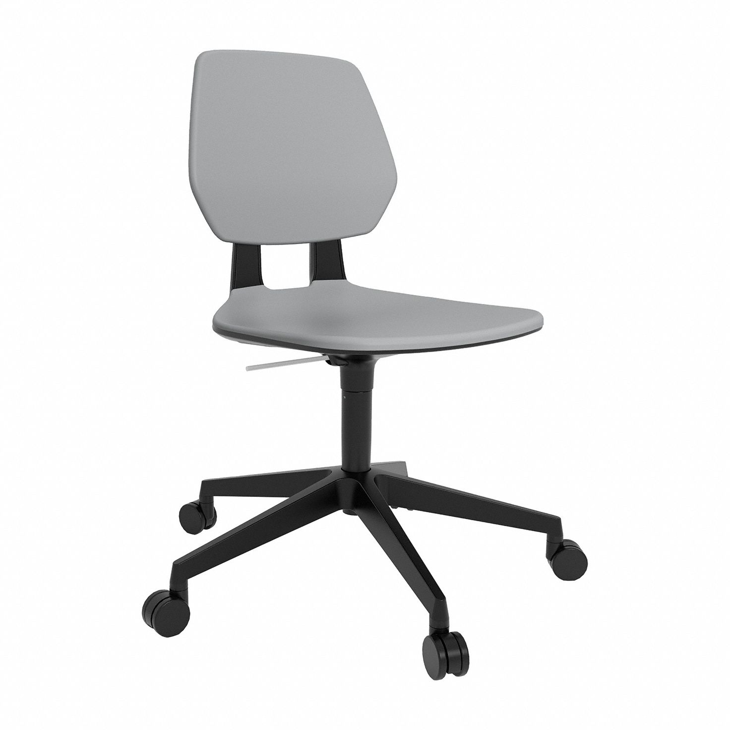 Task Chair: Commute, Gray, Plastic Material, 16 3/4 in Seat Wd, 18 in Seat Dp, Swivel