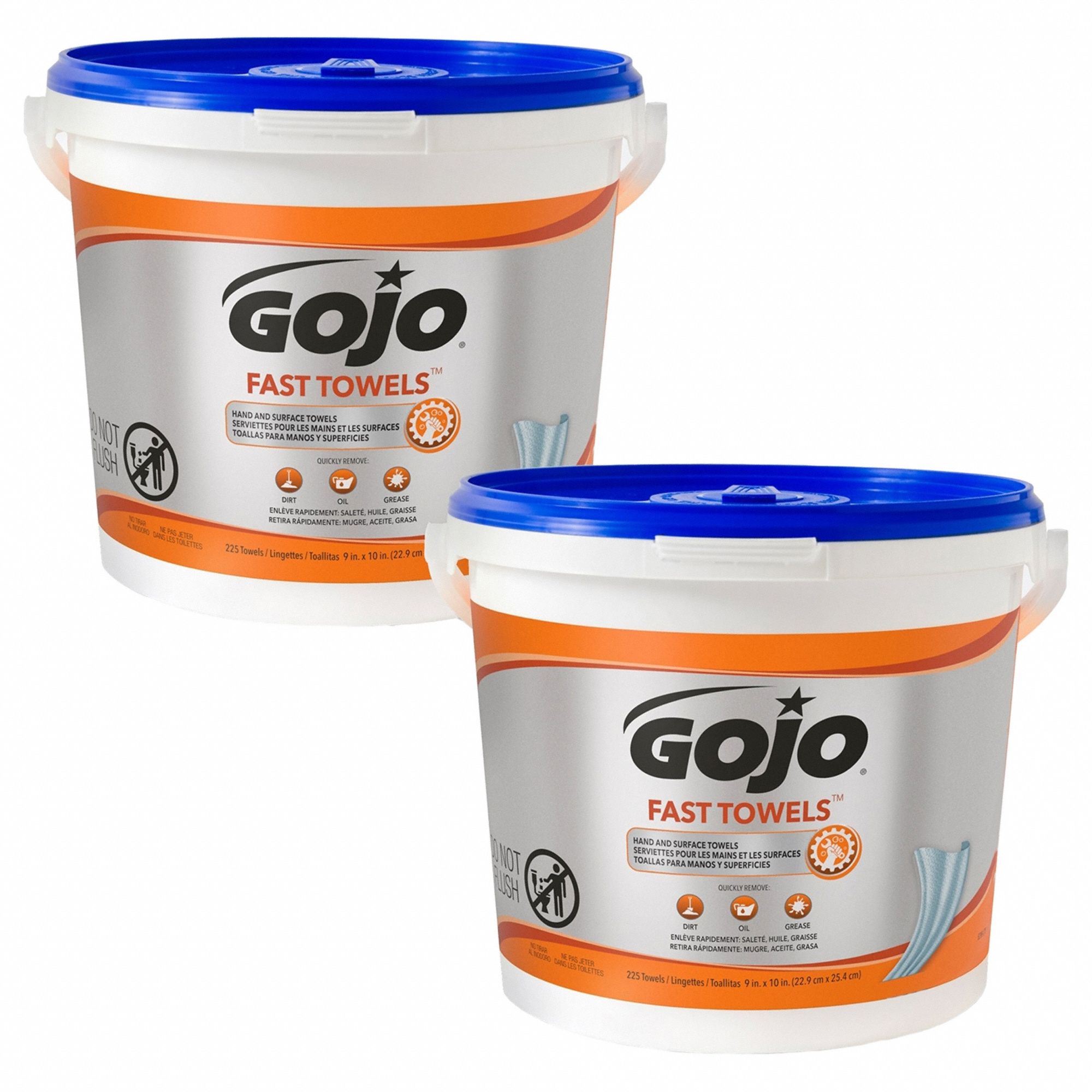 GOJO, Bucket, 225 Wipes per Container, Hand and Surface Wet Towels