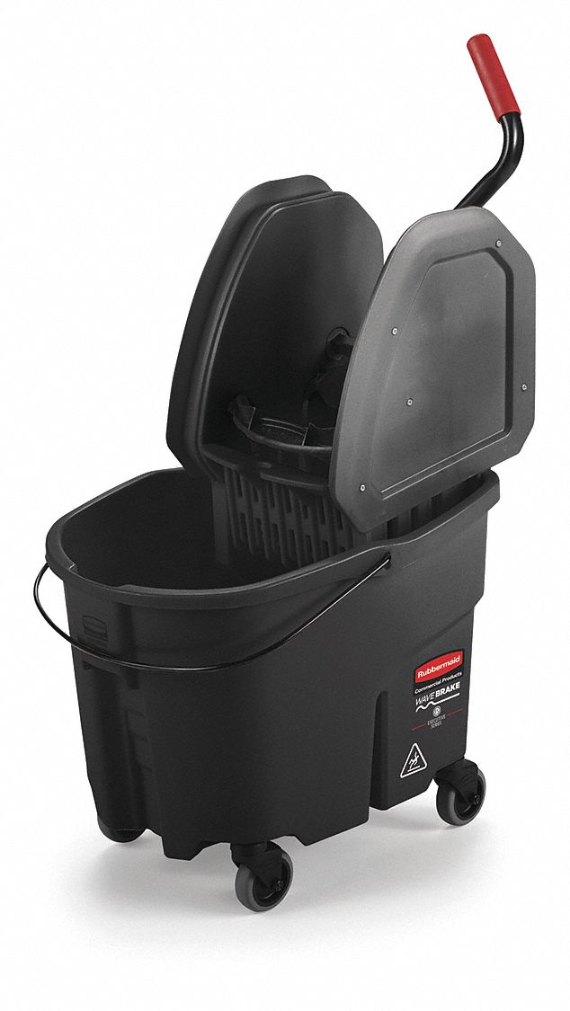 MOP BUCKET AND WRINGER,BLACK,8 3/4 GAL