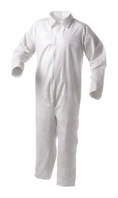 COLLARED COVERALLS, WHITE, 5XL, MICROPOROUS FILM, ELASTIC CUFFS/ANKLES