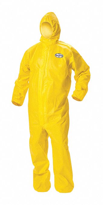 Coveralls: L, KleenGuard™ A71, Elastic Wrist, Elastic Ankle, Yellow, Taped Seam, 10 PK